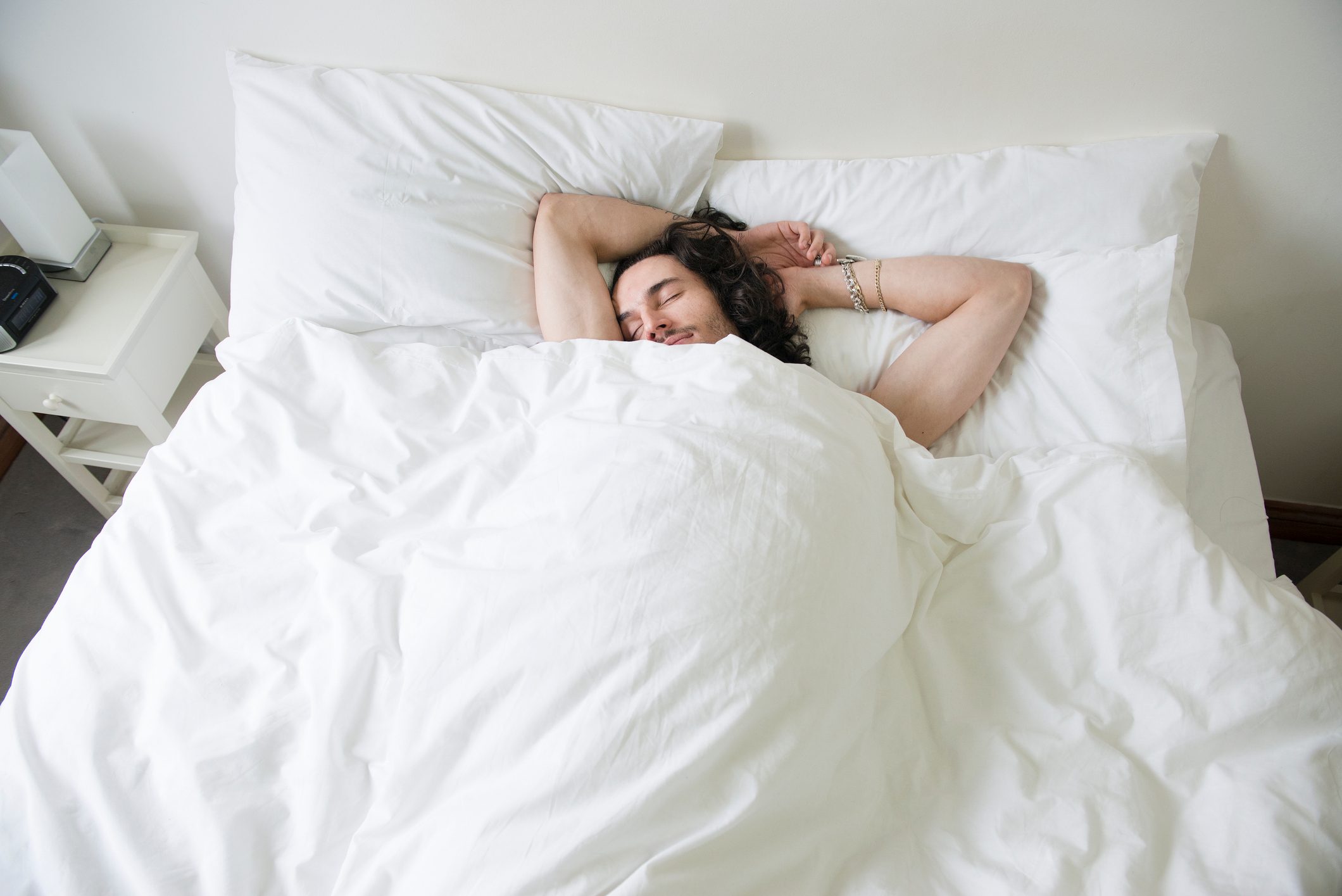 man well rested in bed