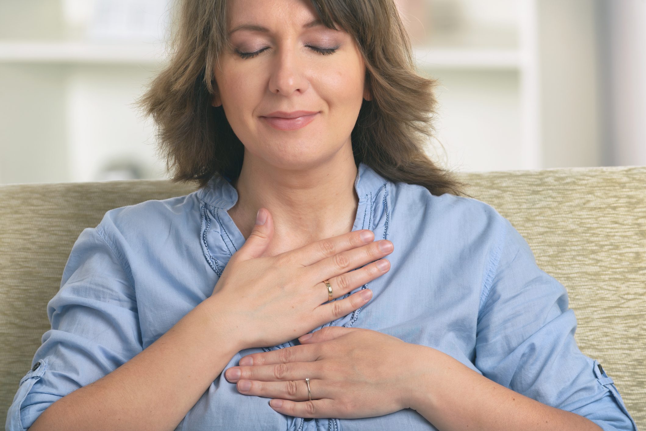 woman experiencing healing energy