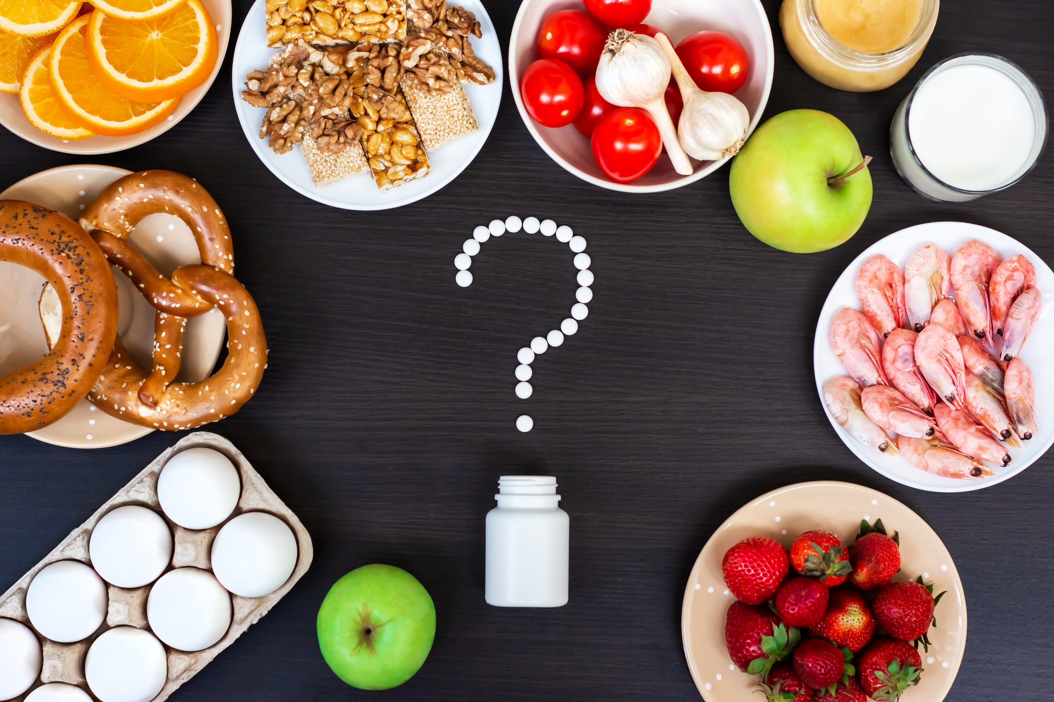 food allergy concept with pills