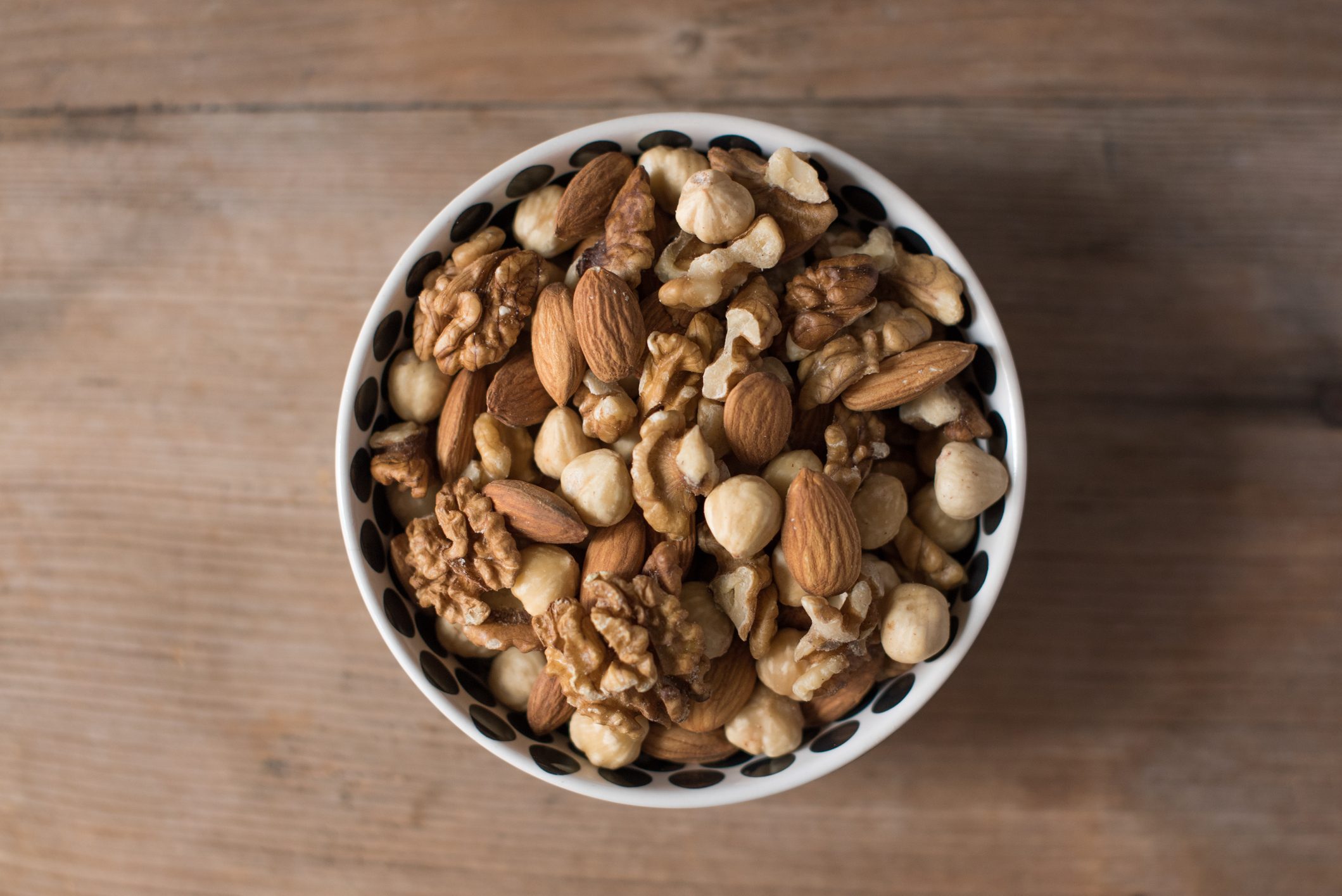 bowl of nuts shot from above
