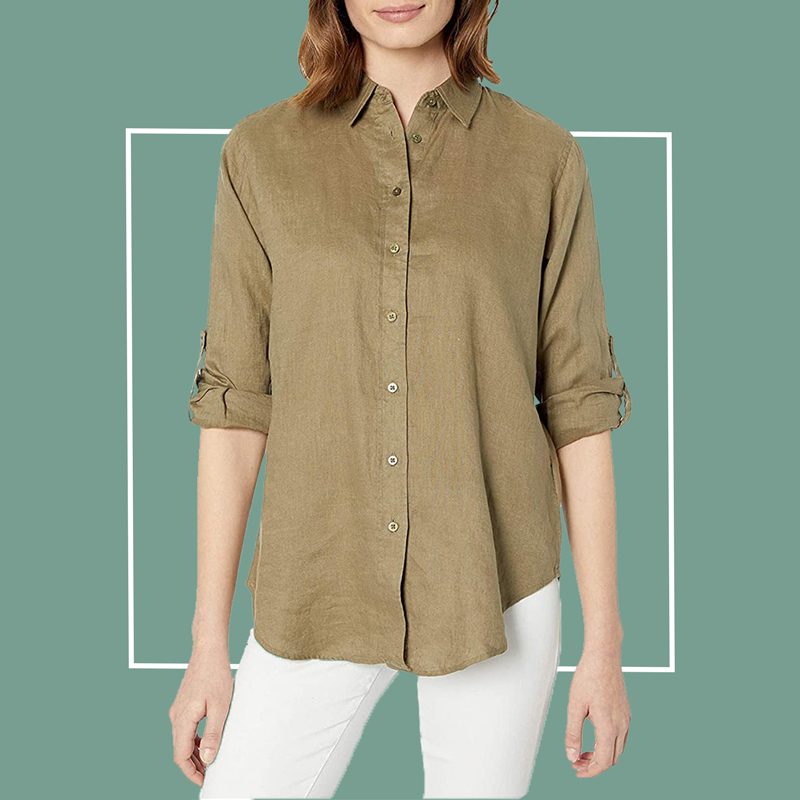 LAUREN Ralph Lauren Roll-Tab-Sleeve Linen Shirt
