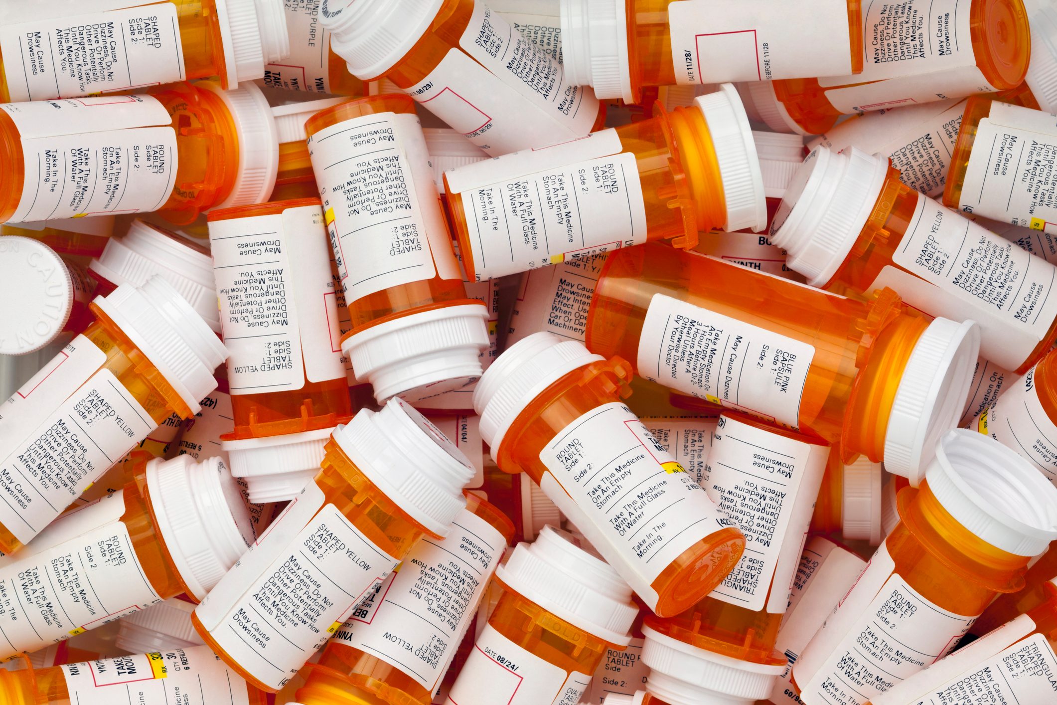 Dozens of Prescription Pill Bottles