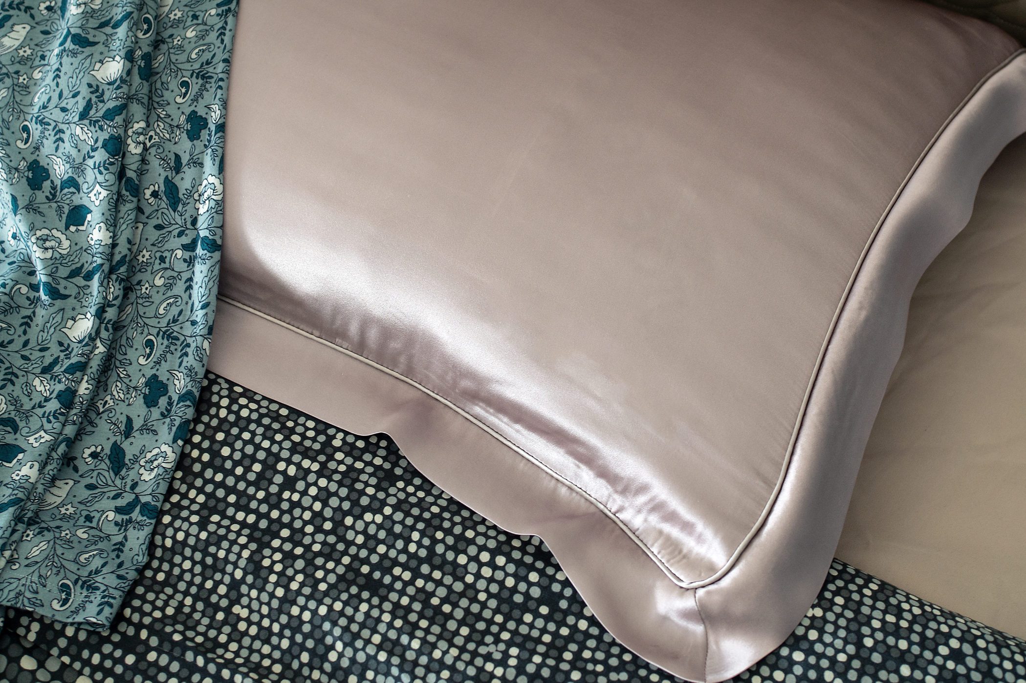 silk pillow on the bed