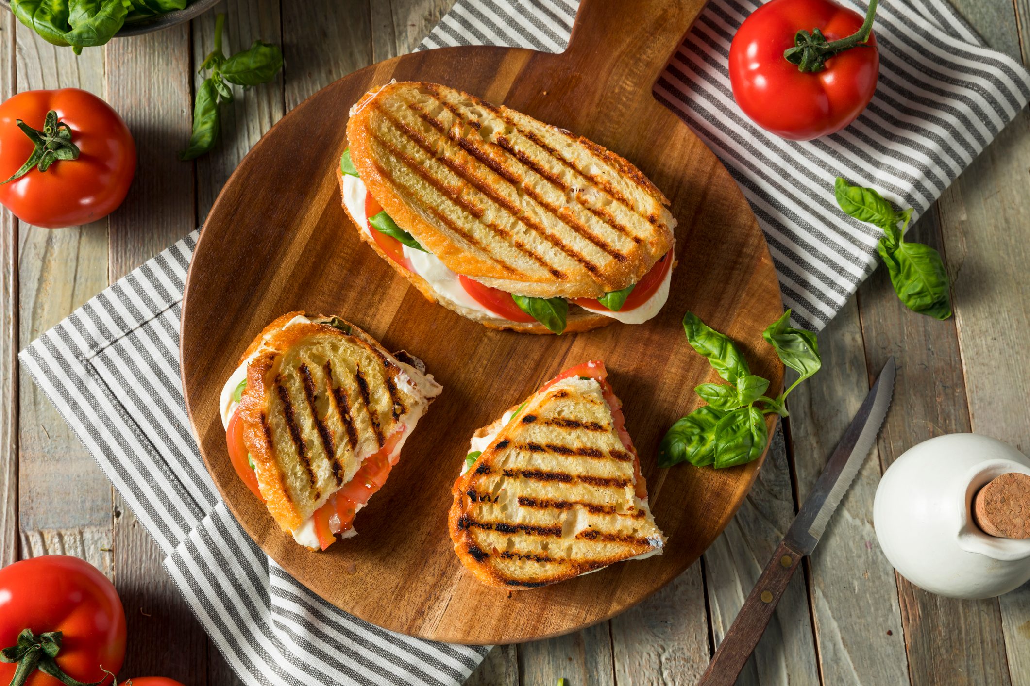 Healthy Grilled Basil Mozzarella Caprese Panini