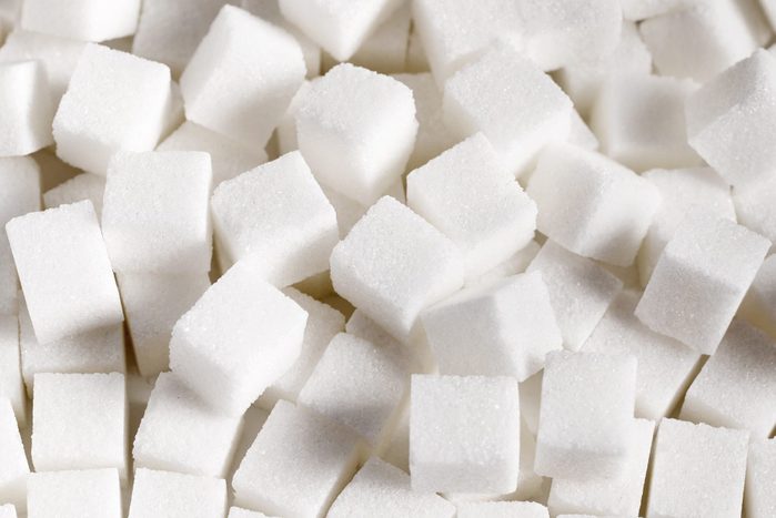 pile of unhealthy white sugar cubes