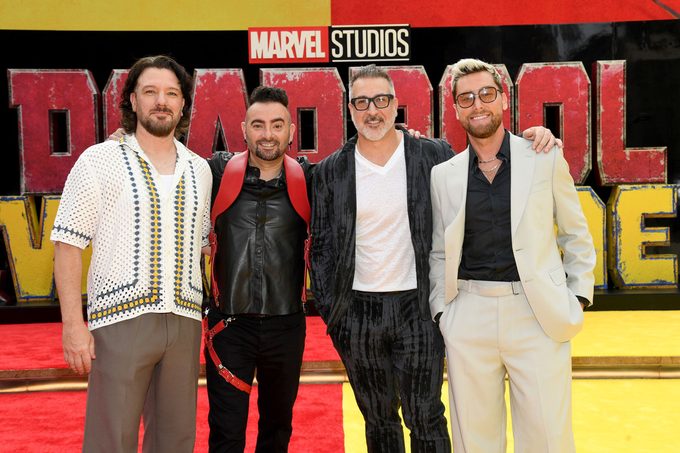 JC Chasez, Chris Kirkpatrick, Joey Fatone and Lance Bass attend the Deadpool & Wolverine World Premiere at the David H. Koch Theater on July 22, 2024 in New York City.