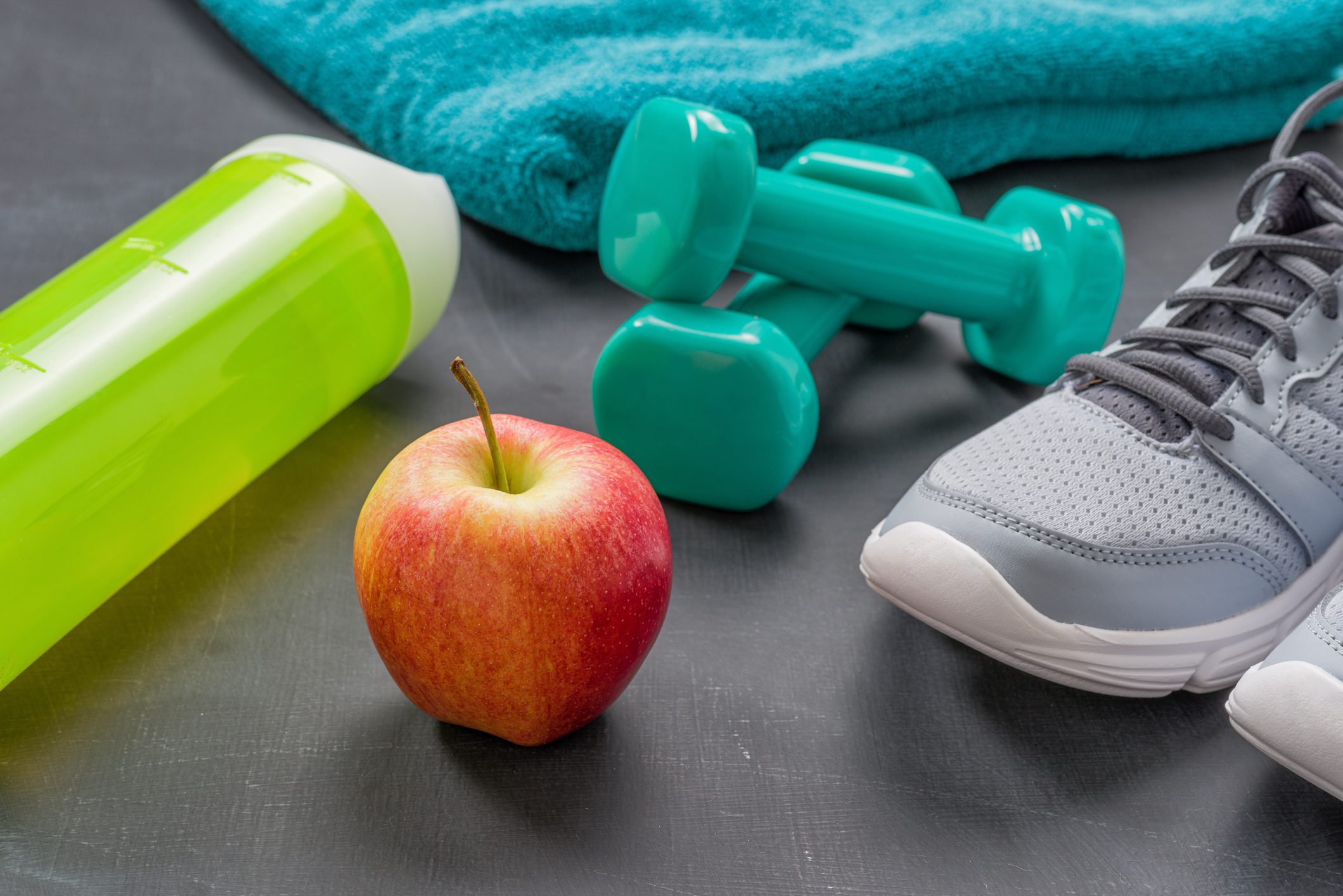 Fitness equipment on a dark background