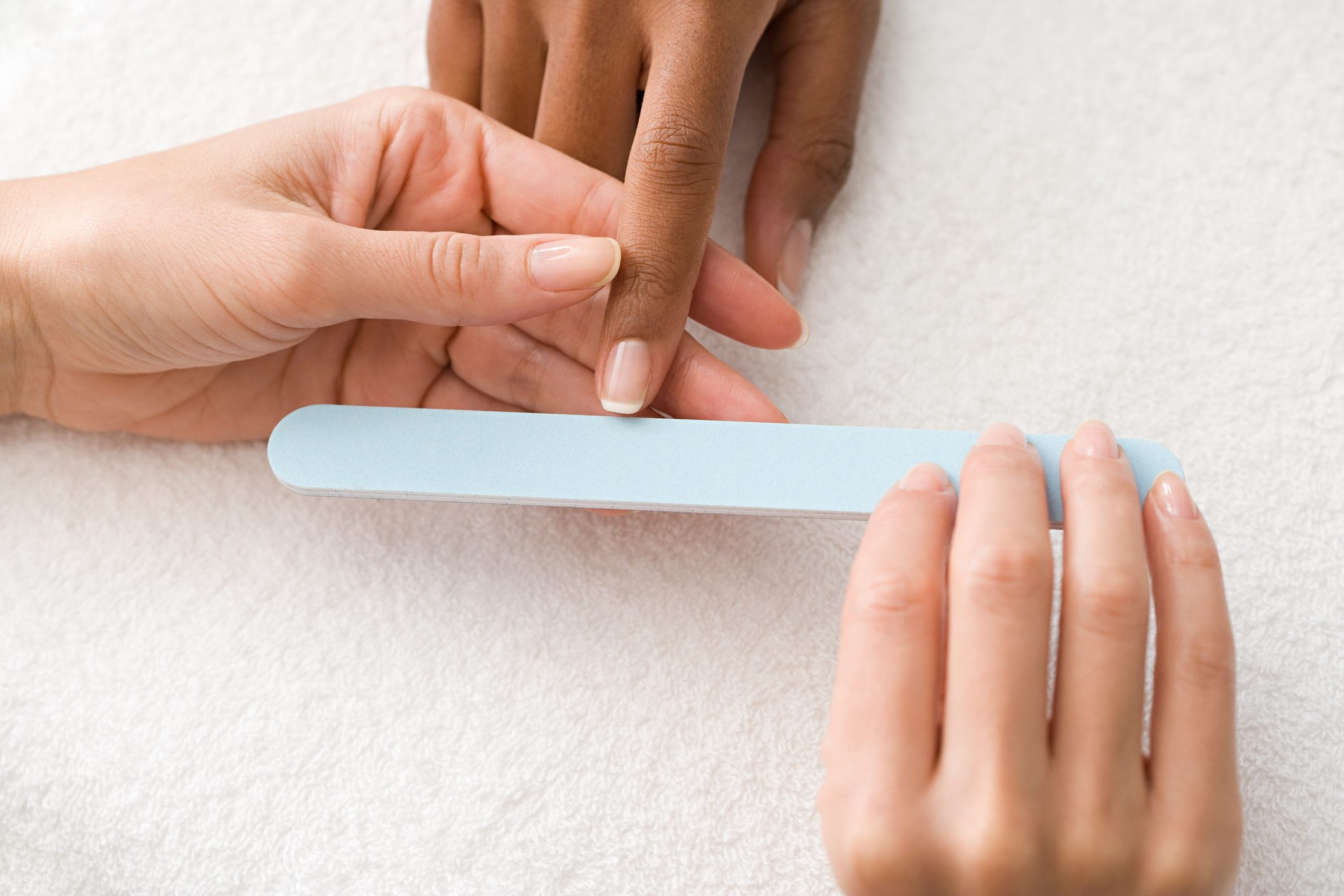 Having a manicure