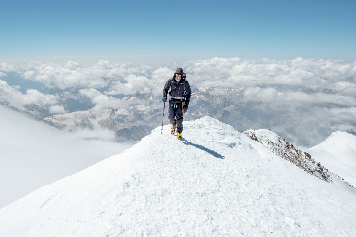 Mountaineer Ascending Mount Elbrus