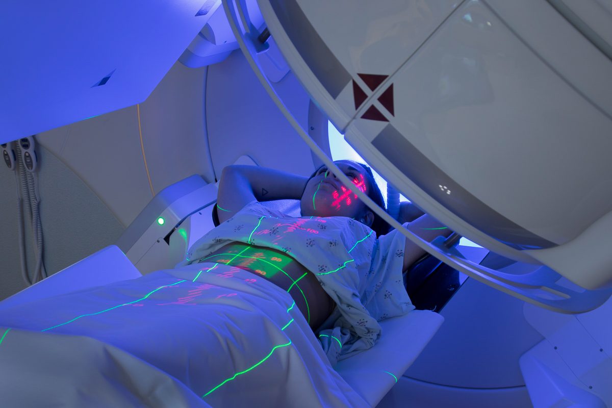 woman receiving radiation therapy